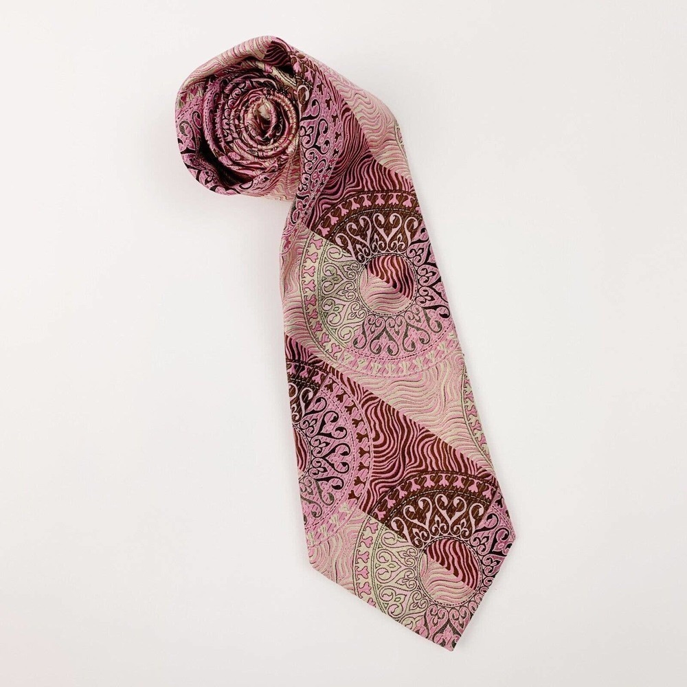 Vintage 1970s By Damon Medallions Purple Brown Tie 56 x 4